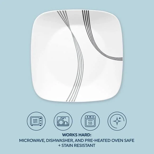 سرویس غذاخوری 16 پارچه Corelle Urban Arc، مقاوم در برابر لب پر شدن و شکستن، مناسب برای 4 نفر
