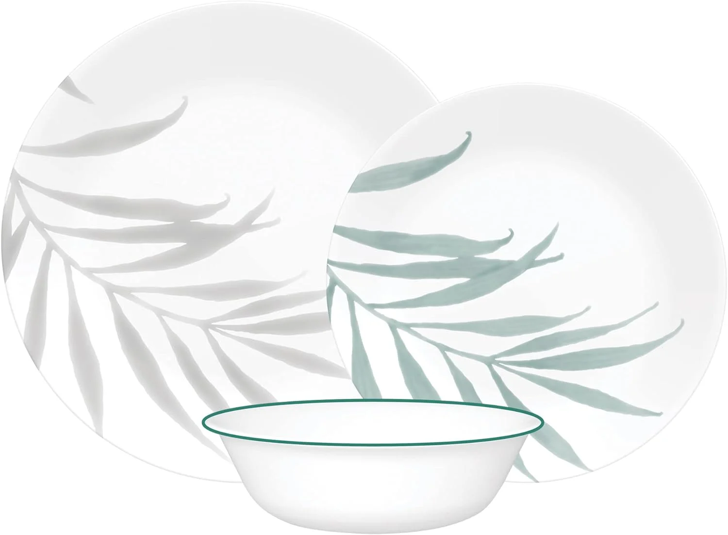 سرویس غذاخوری کورل (ست 12 پارچه، طرح خورشیدی) - سرویس غذاخوری برای 4 نفر، شامل 4 عدد بشقاب غذاخوری، بشقاب میوه خوری و کاسه، 3 برابر بادوام تر، نصف فضا و وزن سرامیک، تا 80% شیشه بازیافتی (1146870)