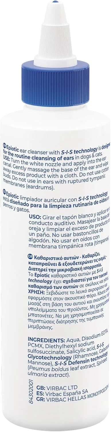 ویرباک - محلول پاک کننده گوش سگ و گربه اپی اوتیک 125 میلی لیتر