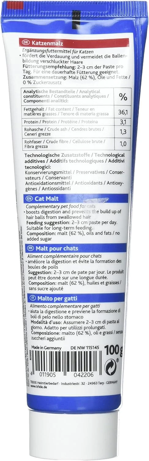 خمیر مالت گربه تریکسی برای پشتیبانی از دفع گلوله مویی گربه ها 100 گرم