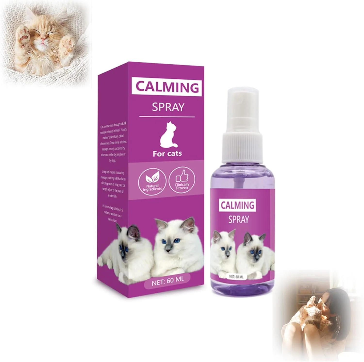 اسپری آرام بخش گربه تراپت ام دی، اسپری آرام بخش فرمونی برای گربه ها، کمک به گربه ها در جدایی، مسافرت، صداهای بلند و اضطراب (2 عدد)