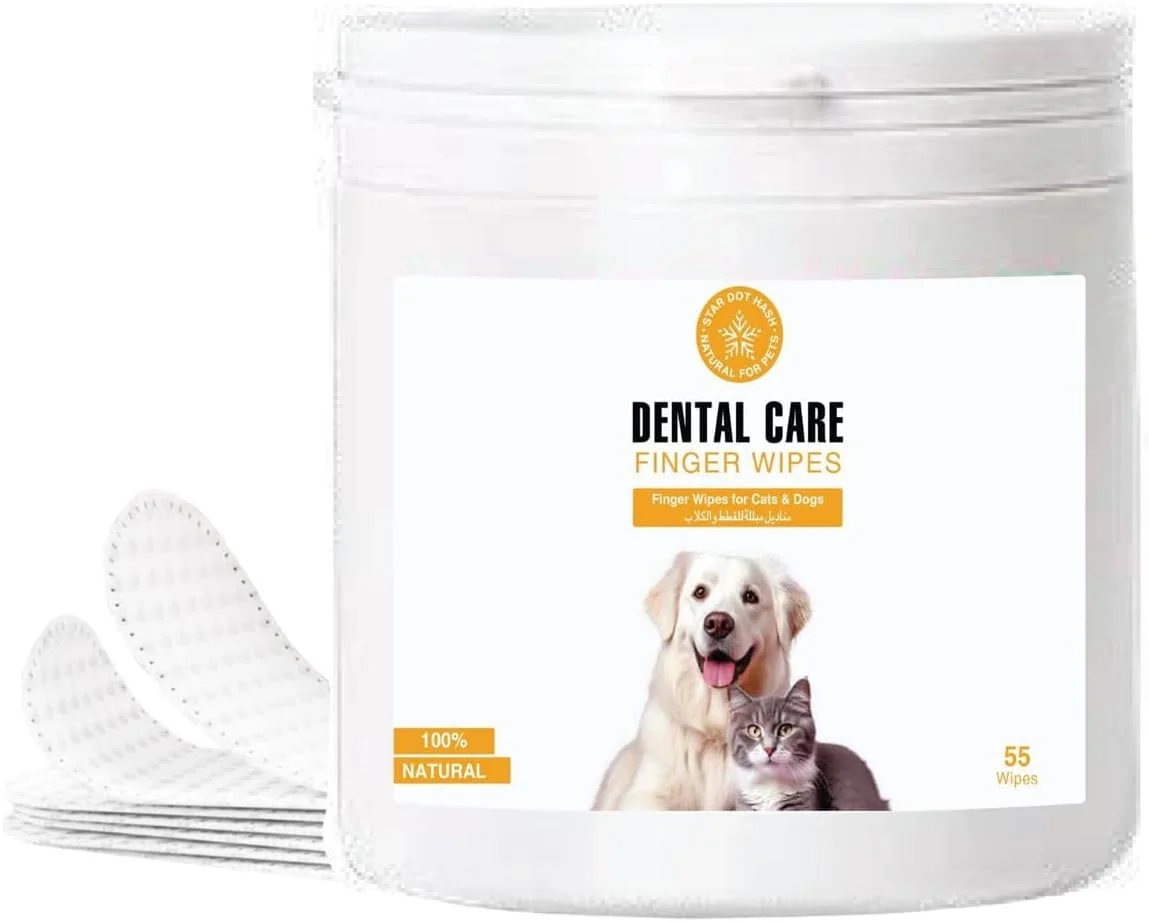 دستمال مرطوب دندان سگ و گربه استار دات هش (۵۵ عدد) | دستمال مرطوب موثر برای دندان سگ و گربه | از بین برنده پلاک دندان