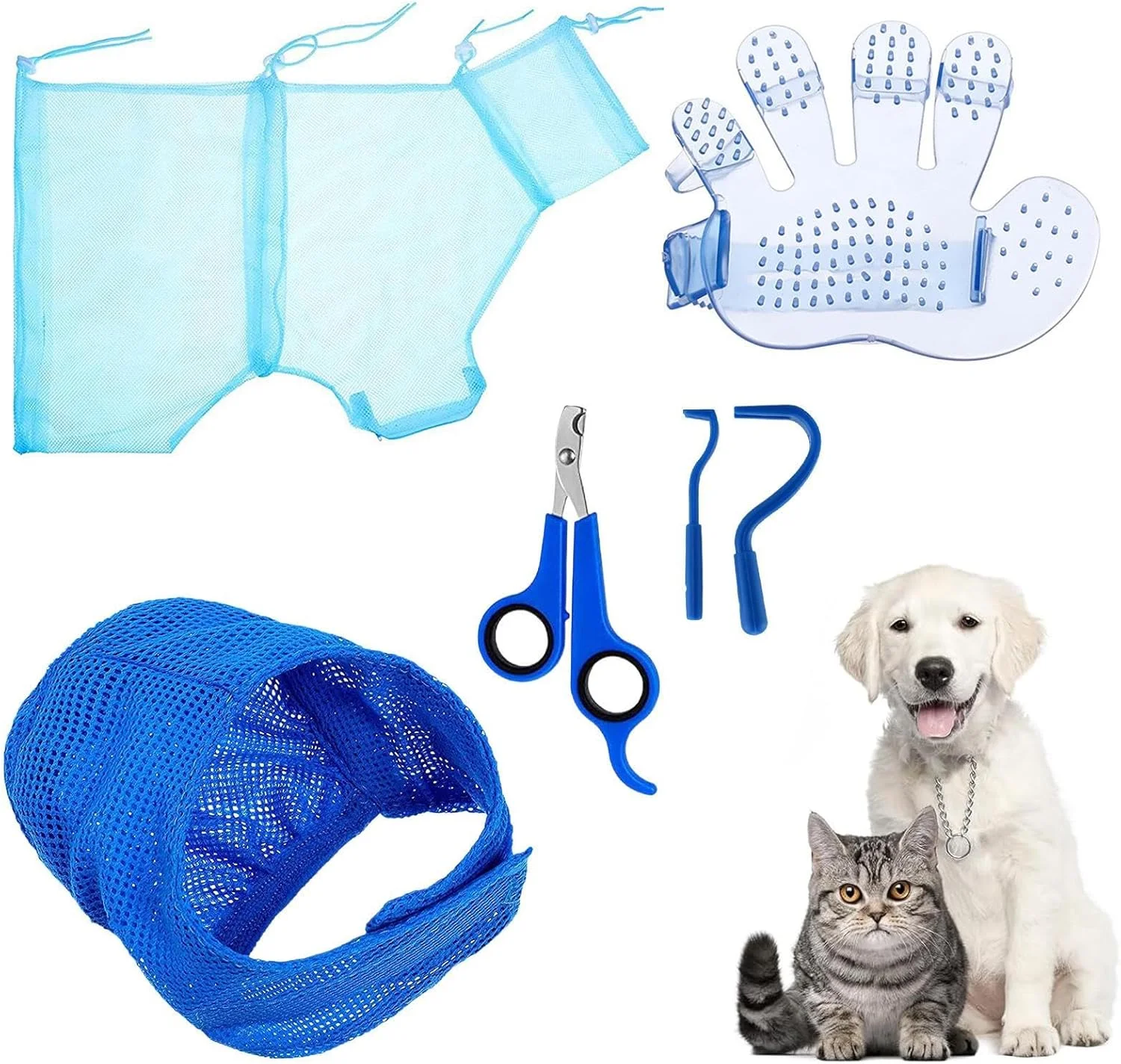 کیف حمام گربه | کیف حمام گربه ضد خش، نظافت و مراقبت از پنجه حیوانات خانگی با لوازم پیرایش و تمیز کردن ناخن گیر برای گربه های داخل خانه و بچه گربه