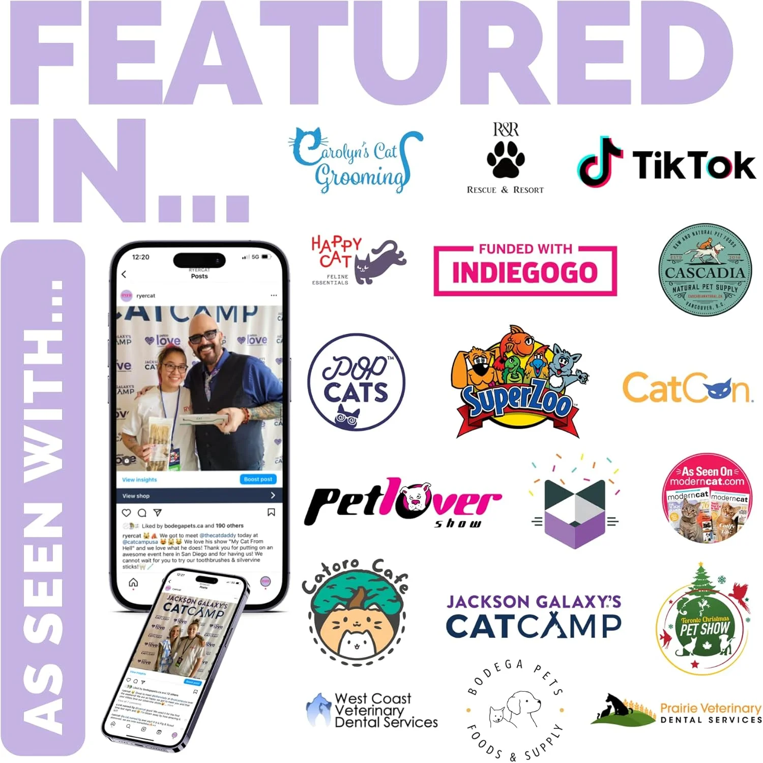 مسواک دو طرفه گربه RYERCAT - مسواک بچه گربه با سر میکرو برای قرارگیری در دهان گربه/بچه گربه - لوازم مراقبت از دندان گربه - مسواک حیوانات خانگی برای گربه ها (بنفش اسطوخودوس)