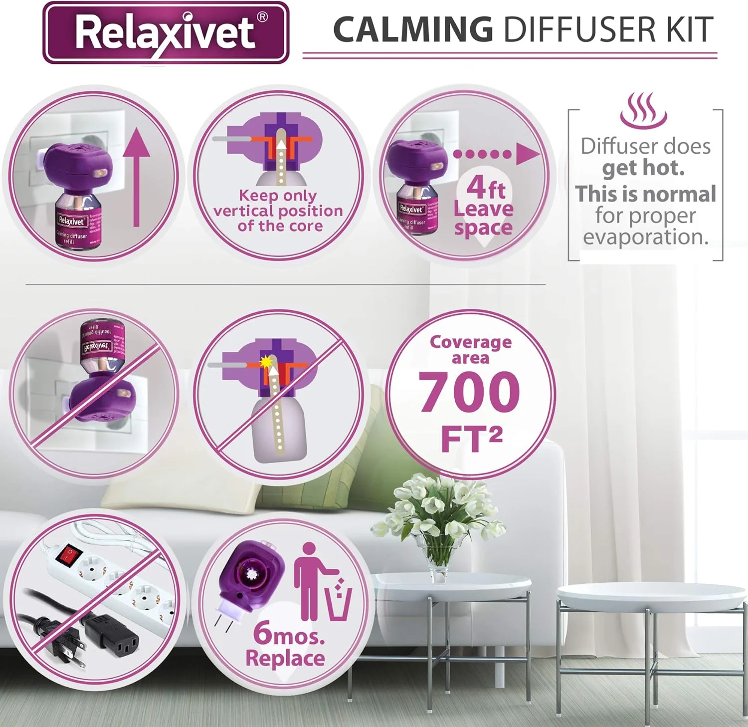 مایع شارژ دستگاه پخش کننده آرامبخش گربه ریلکسیوت و محصولات ضد اضطراب حیوانات خانگی - فرمون های آرام بخش گربه و کمک به تسکین استرس گربه ها برای کمک به رفع مشکل ادرار، منطقه جدید، پرخاشگری، دعوا با سگ ها و سایر رفتارهای نامناسب