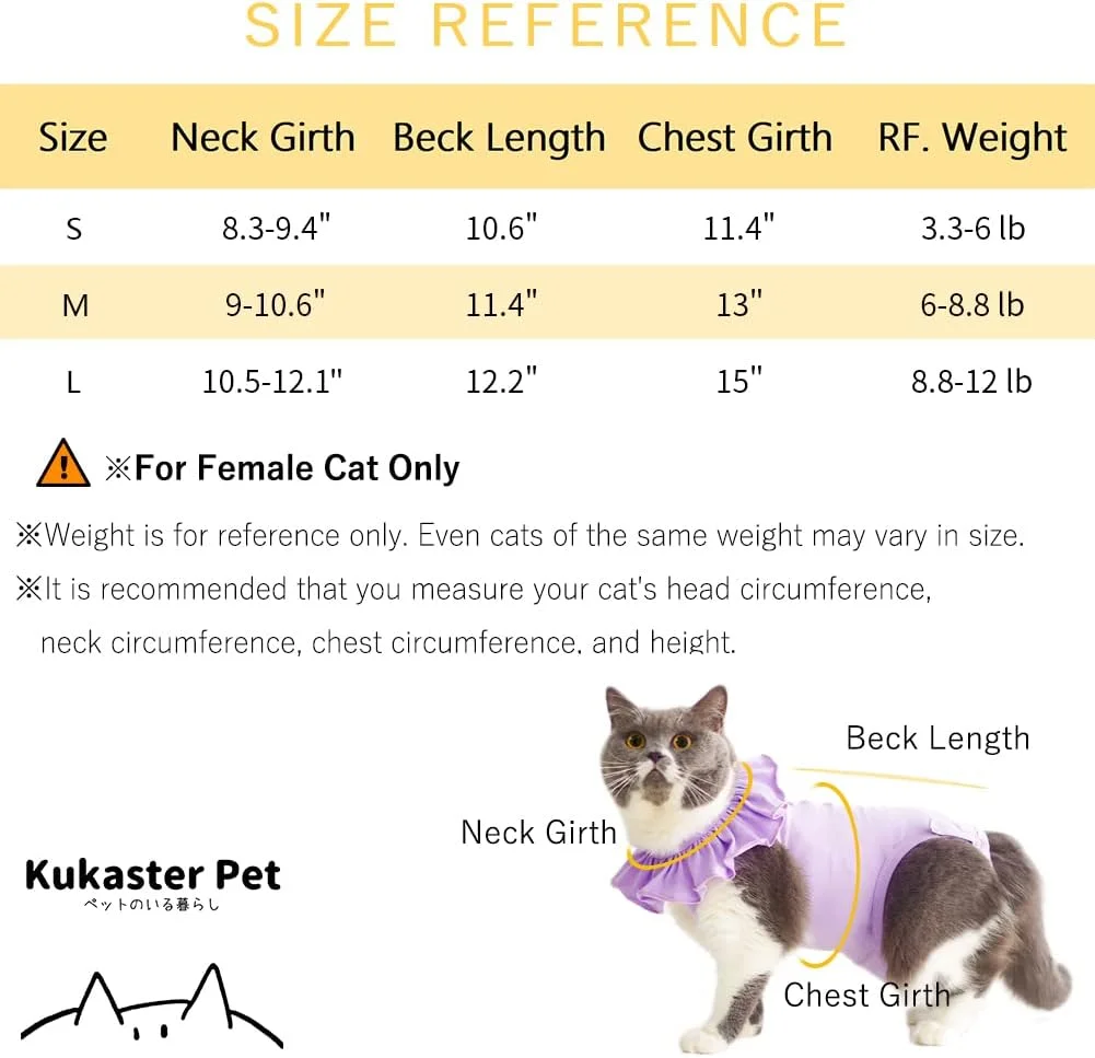 لباس ریکاوری گربه برای زخم های شکمی و بیماری های پوستی، پیراهن جراحی تنفسی پس از جراحی، لباس ضد لیسیدن زخم، جایگزین E-Collar برای گربه های ماده و بچه گربه (RSC01-نارنجی-M)