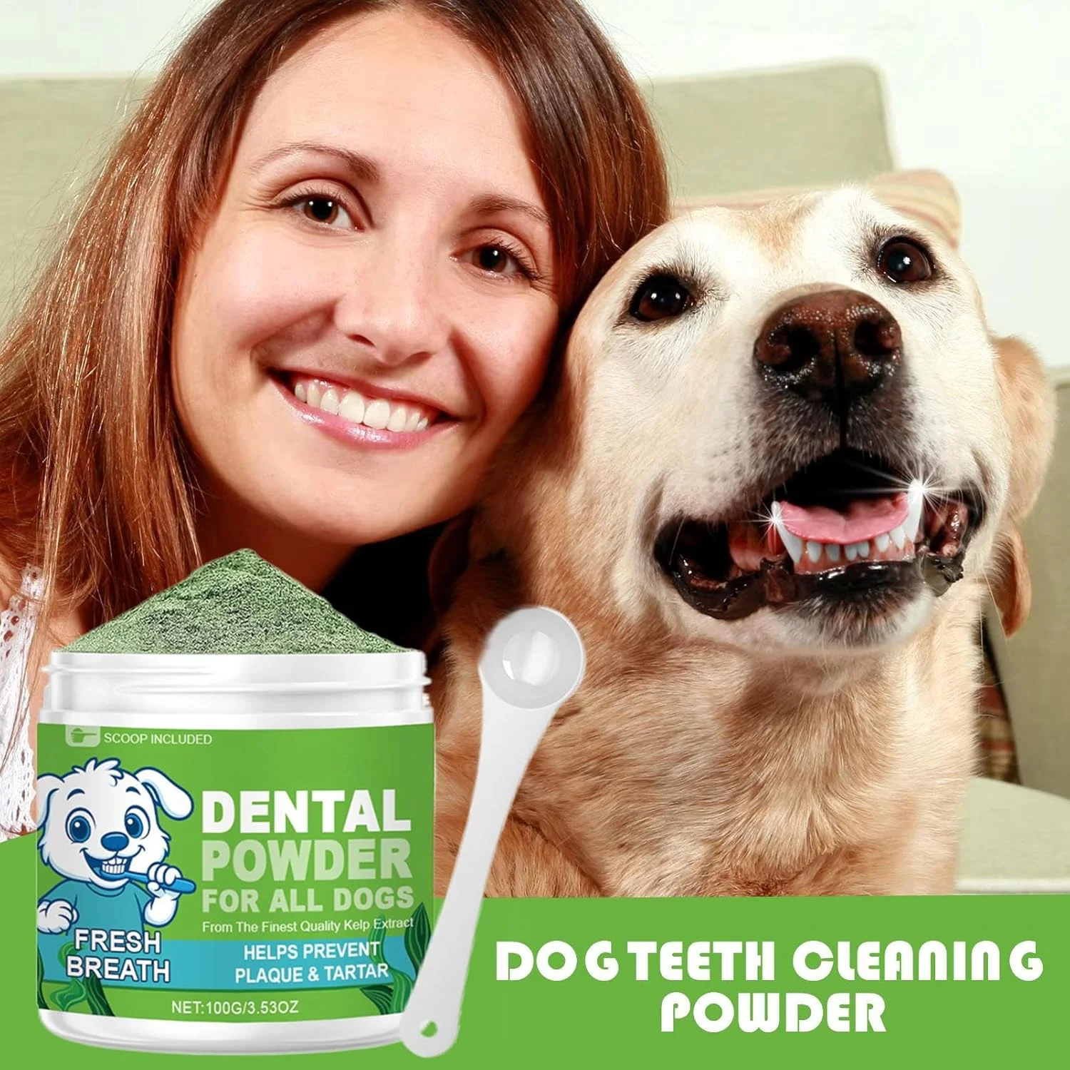 پودر دندان سگ، پودر خوشبو کننده مراقبت از دندان | خوشبو کننده نفس گربه با ماندگاری طولانی، لوازم حیوانات خانگی برای توله سگ و بچه گربه کوچک و بزرگ، مناسب برای همه نژادها، استفاده روزانه در محیط داخلی