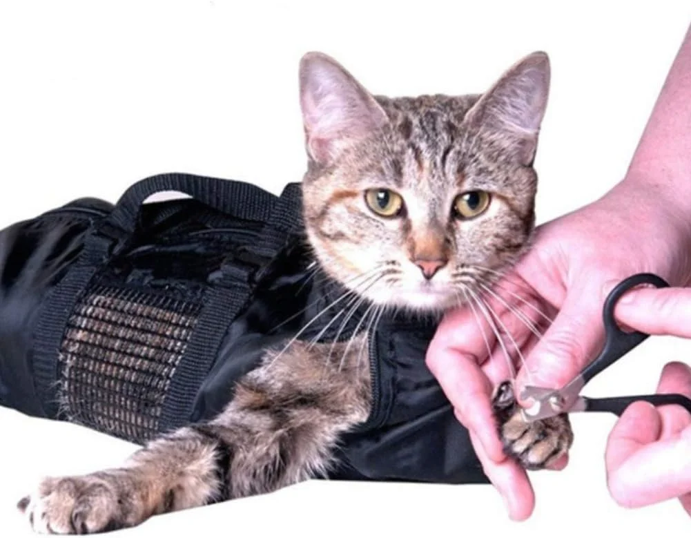 کیف اصلاح و پیرایش حیوانات خانگی، مناسب برای گربه ها، پیرایش ناخن، تمیز کردن، کیف پیرایش، حمل آسان و راحت برای حمام کردن، تزریق، معاینه و کوتاه کردن ناخن