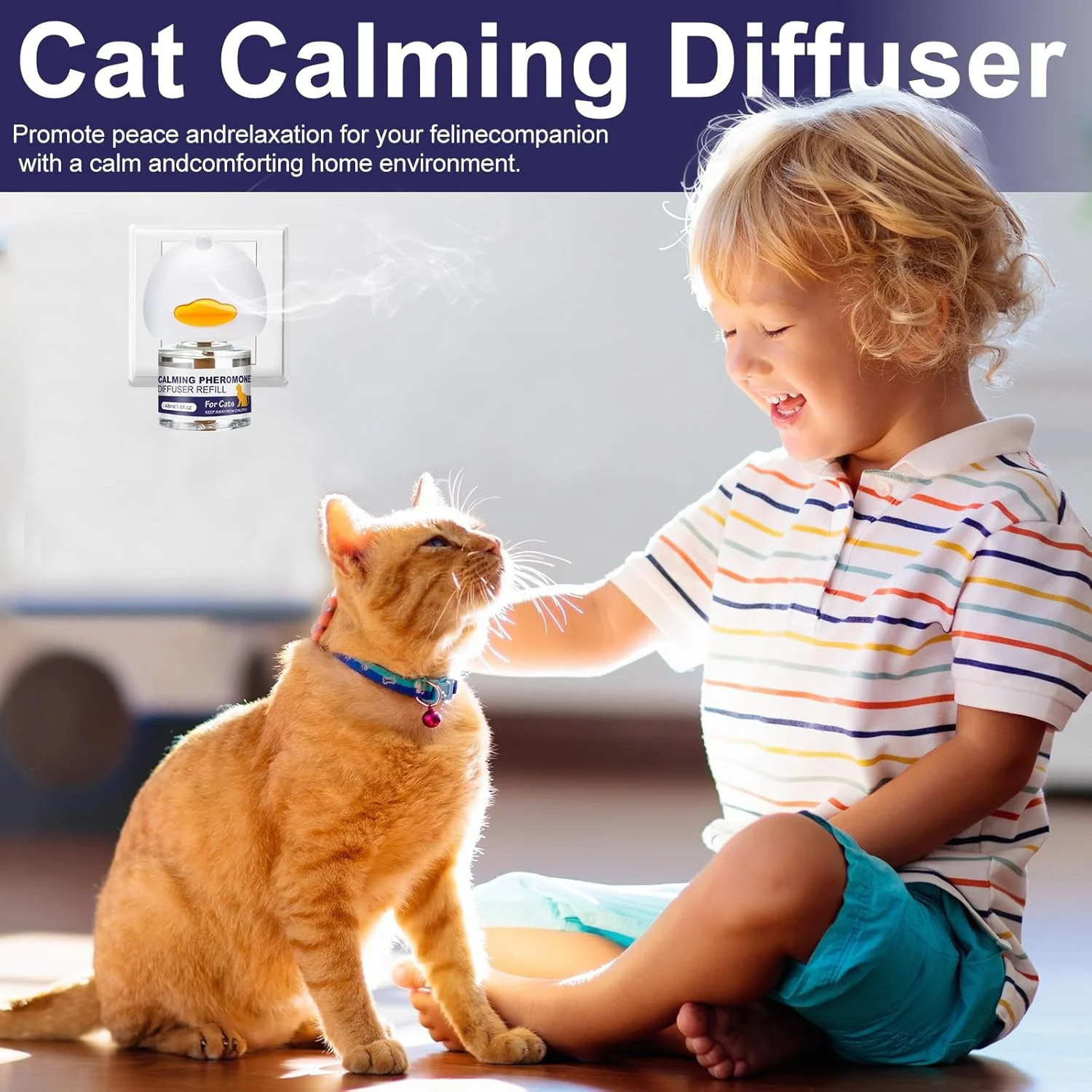 پخش کننده فرمون گربه برای آرامش و کاهش استرس و اضطراب - پخش کننده آرامش بخش گربه با کیفیت عالی، مناسب برای خانه هایی با چند گربه، 3 عدد