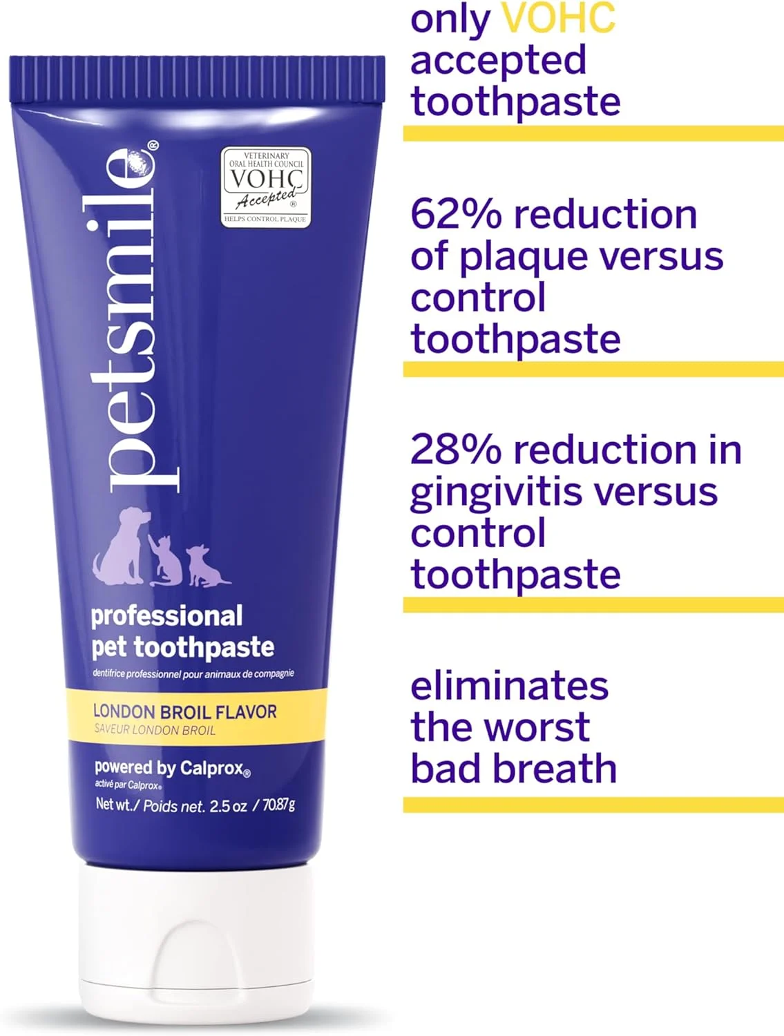 کیت مسواک حرفه ای حیوانات خانگی پت اسمایل | مراقبت از دندان گربه و سگ | کنترل پلاک، جرم و بوی بد دهان | تنها خمیر دندان مورد تایید VOHC | لوازم نظافت دندان حیوانات خانگی (طعم کباب لندنی، 70 گرم)