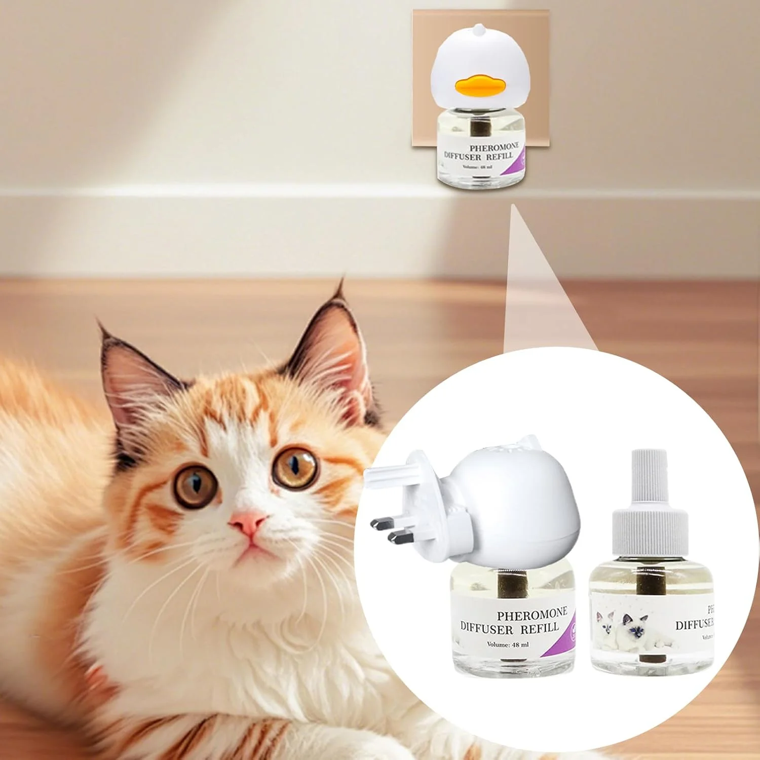 پخش کننده آرامش بخش گربه - پخش کننده فرمون گربه با ماندگاری طولانی | لوازم آسایش بی صدا برای رفع استرس، مناسب برای مسافرت، جلوگیری از اسپری کردن بچه گربه در محیط داخلی