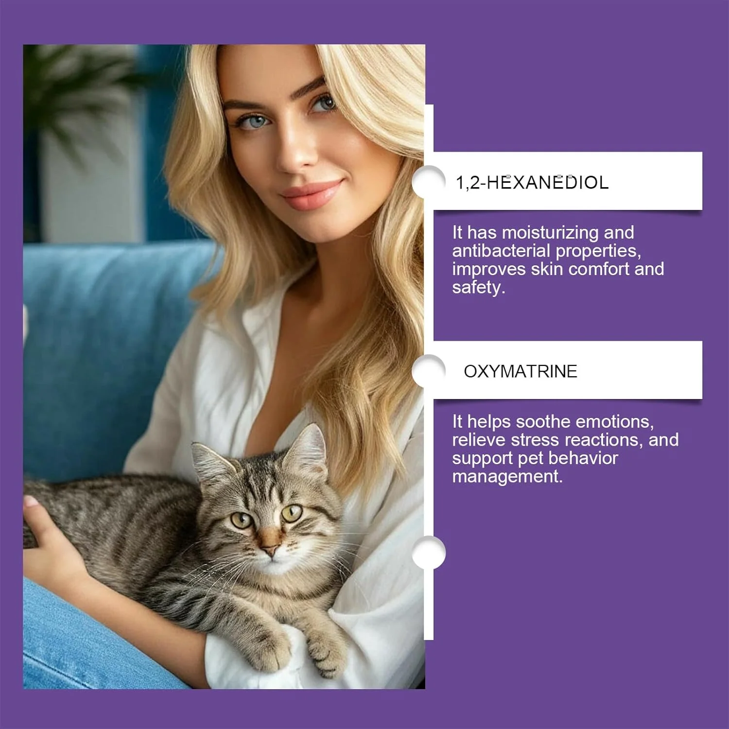 اسپری آرام‌بخش گربه، تسکین‌دهنده گربه‌ها، کاهش استرس، اضطراب، پنهان شدن، برای مسافرت، دامپزشکی، کاهش خراشیدن مبلمان، اسپری آرام‌بخش فرمونی حیوانات خانگی (2 عدد)