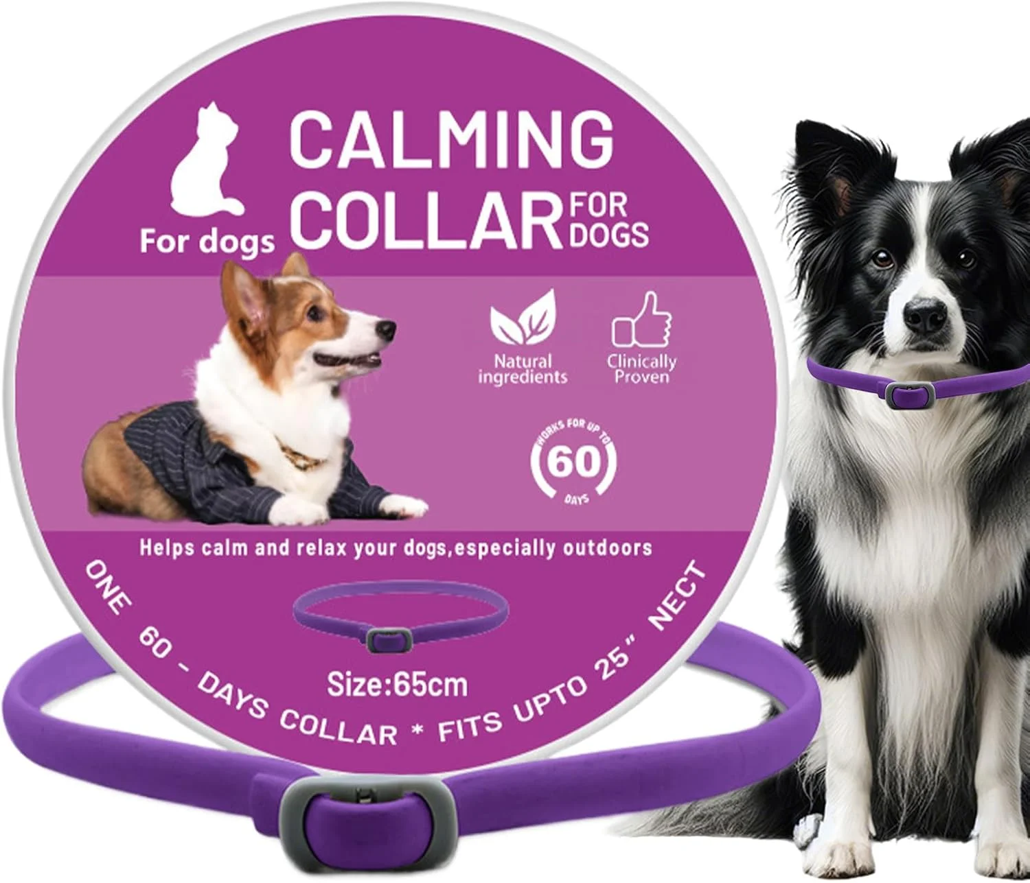 قلاده آرام‌بخش سگ، قلاده حمایتی رفتاری آغشته به فرومون برای گربه‌ها - لوازم حیوانات خانگی طبیعی بادوام برای آموزش روزانه، مسافرت، جدایی، آتش بازی و رعد و برق برای سگ‌های بزرگ و کوچک