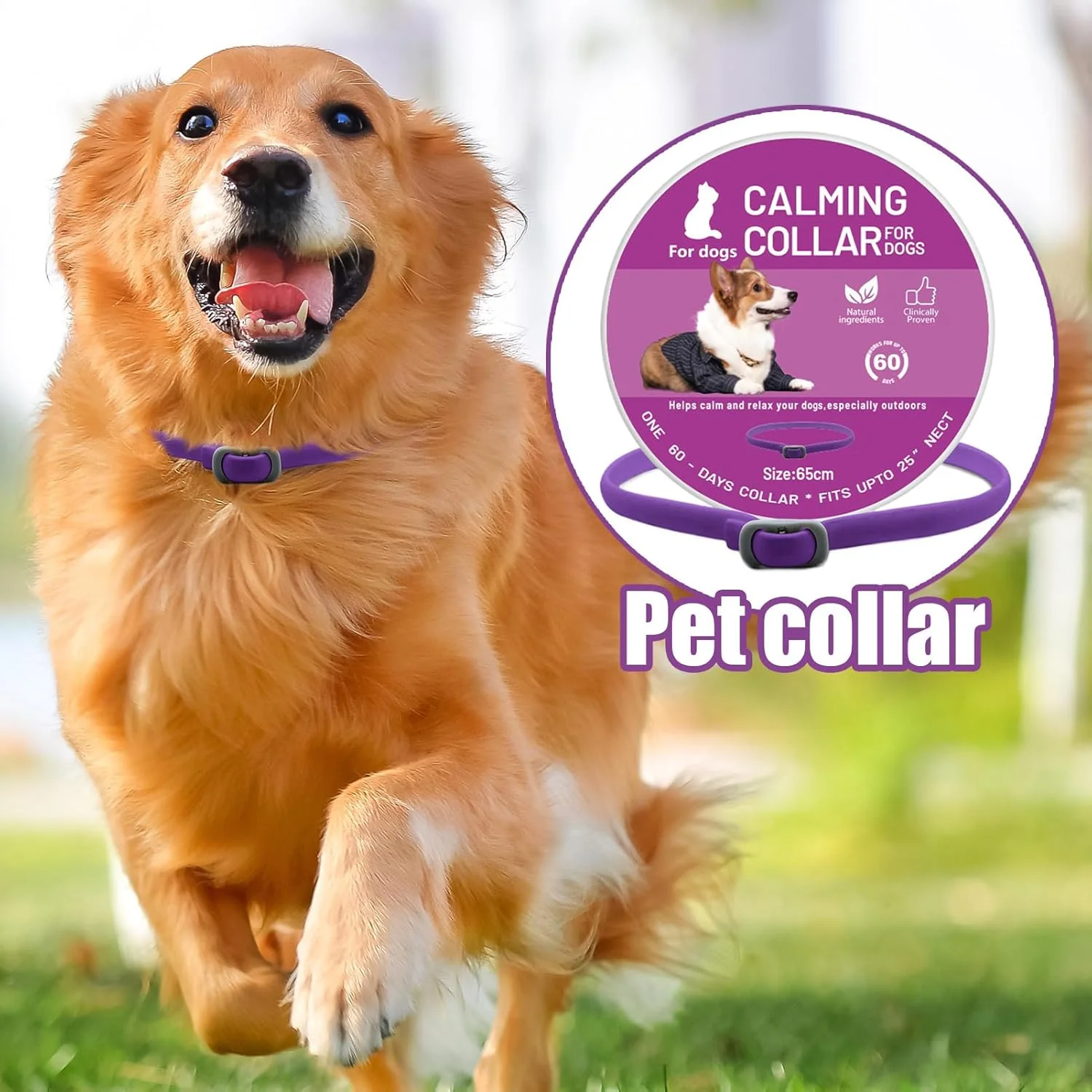 قلاده آرام‌بخش سگ، قلاده حمایتی رفتاری آغشته به فرومون برای گربه‌ها - لوازم حیوانات خانگی طبیعی بادوام برای آموزش روزانه، مسافرت، جدایی، آتش بازی و رعد و برق برای سگ‌های بزرگ و کوچک