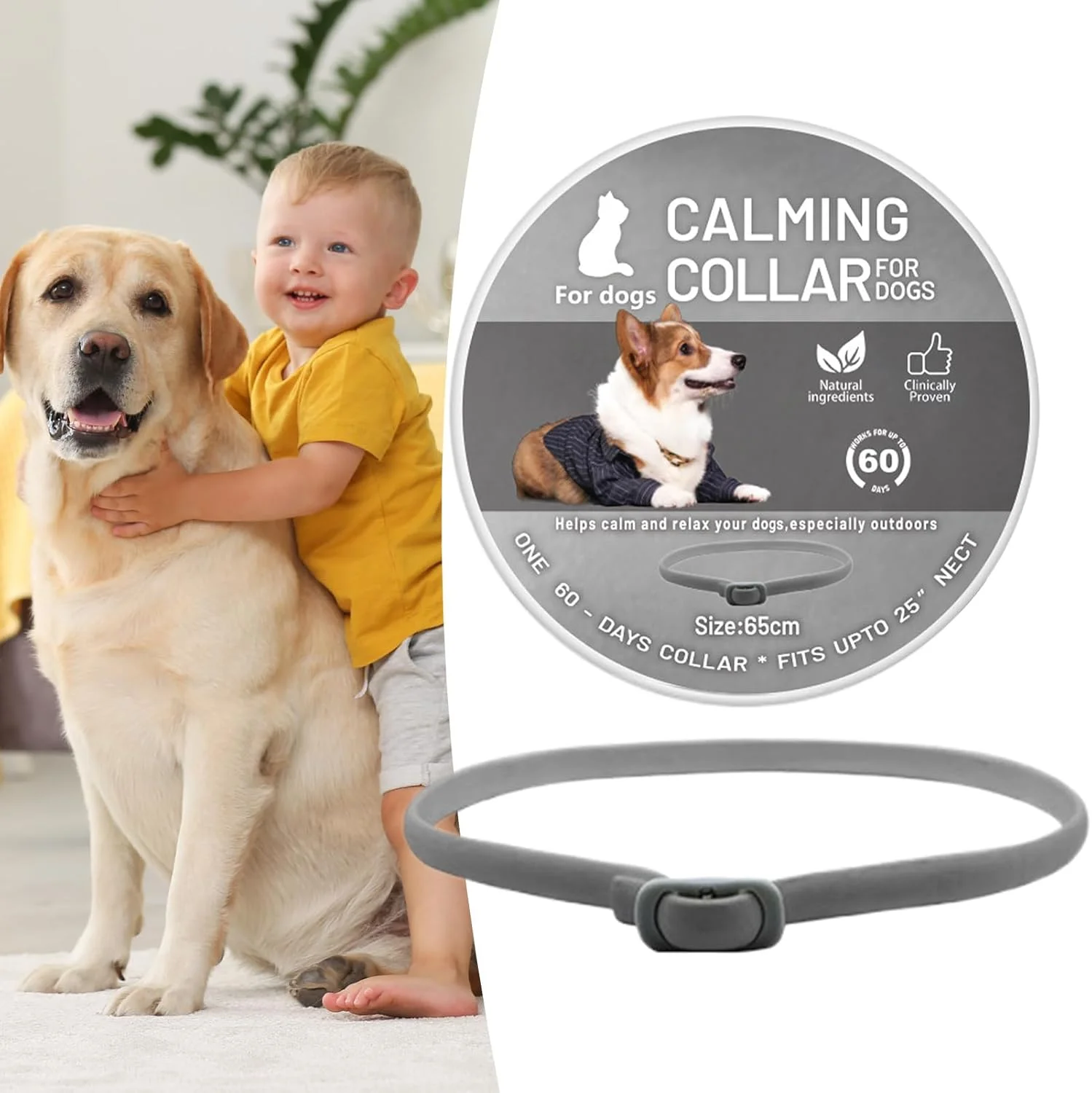 قلاده آرام‌بخش برای گربه‌ها، قلاده حمایتی رفتاری آغشته به فرمون - پخش‌کننده طبیعی لوازم حیوانات خانگی با ماندگاری طولانی برای آموزش روزانه سگ و توله سگ کوچک، متوسط و بزرگ، پارس کردن و ادرار