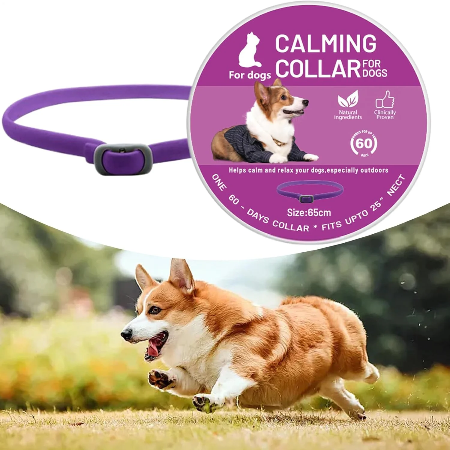 قلاده آرام‌بخش سگ، قلاده حمایتی رفتاری آغشته به فرومون برای گربه‌ها - لوازم حیوانات خانگی طبیعی بادوام برای آموزش روزانه، مسافرت، جدایی، آتش بازی و رعد و برق برای سگ‌های بزرگ و کوچک