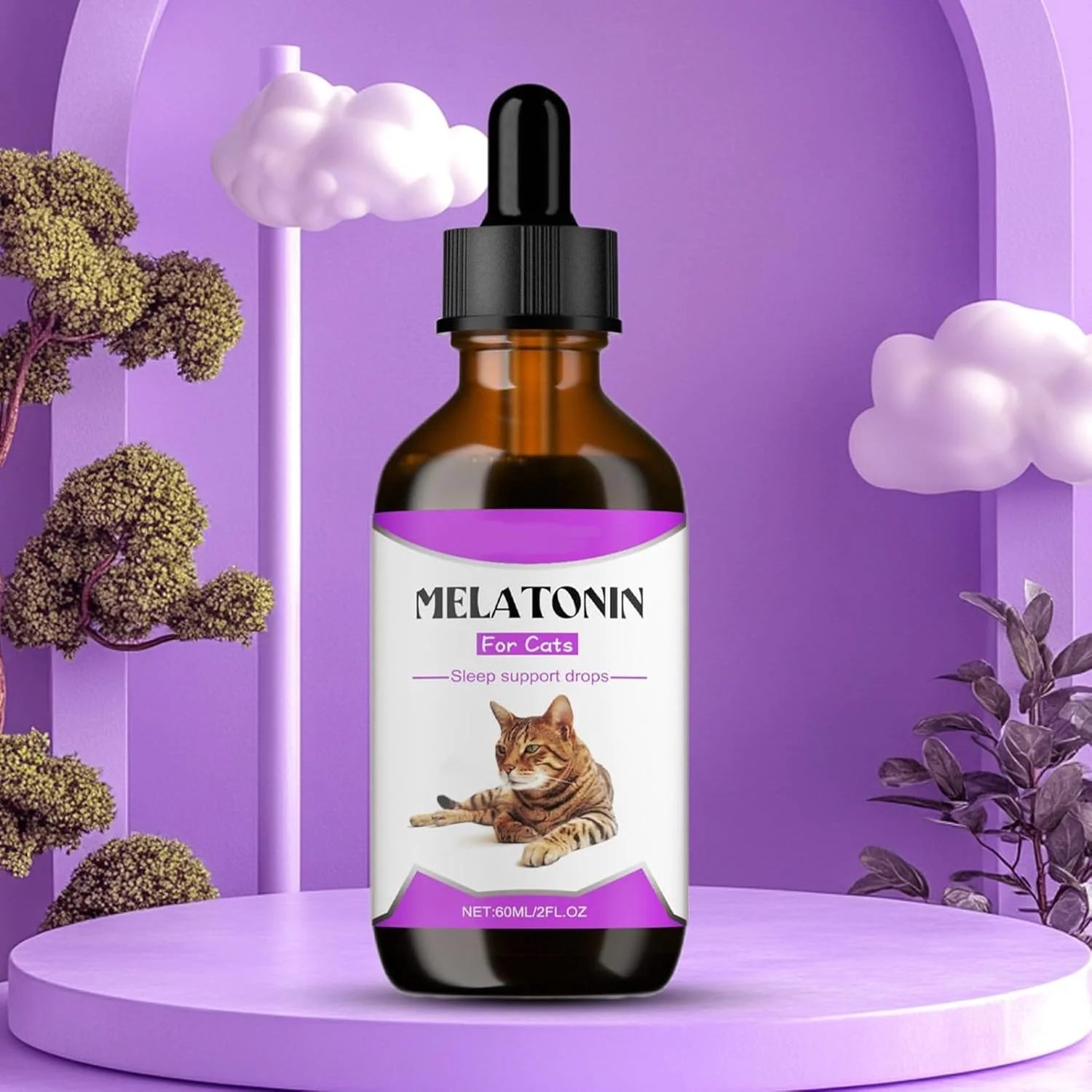 مراقبت آرامش بخش برای گربه ها - قطره آرامبخش گربه 60 میلی لیتری، کمک به تسکین خواب - مکمل پشتیبانی از خواب، لوازم حیوانات خانگی برای بچه گربه، روزانه، شب، داخل خانه، مسافرت، حمام کردن، پرخاشگری، نظافت