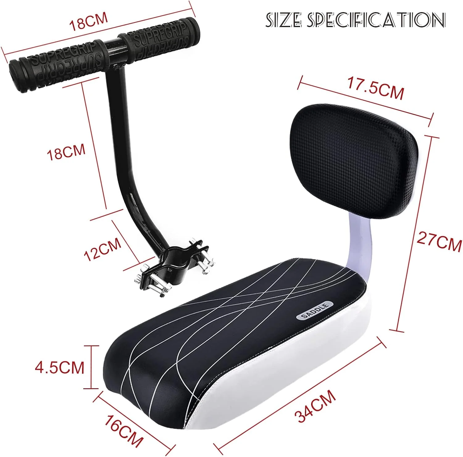 مجموعه لوازم جانبی صندلی عقب دوچرخه ایمنی، صندلی عقب با پشتی، دسته صندلی عقب دوچرخه، بالشتک صندلی دوچرخه، مجموعه زیرپایی، بالشتک صندلی عقب برای کودکان یا بزرگسالان