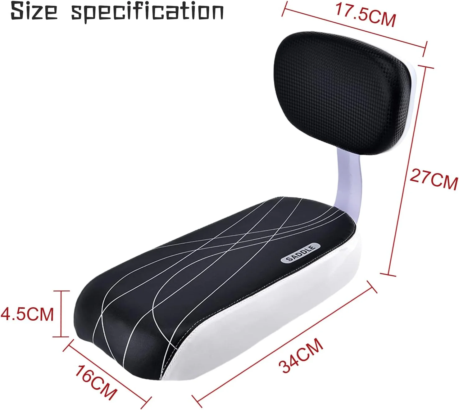 مجموعه لوازم جانبی صندلی عقب دوچرخه ایمنی، صندلی عقب با پشتی، دسته صندلی عقب دوچرخه، بالشتک صندلی دوچرخه، مجموعه جاپایی، بالشتک صندلی عقب برای کودکان یا بزرگسالان