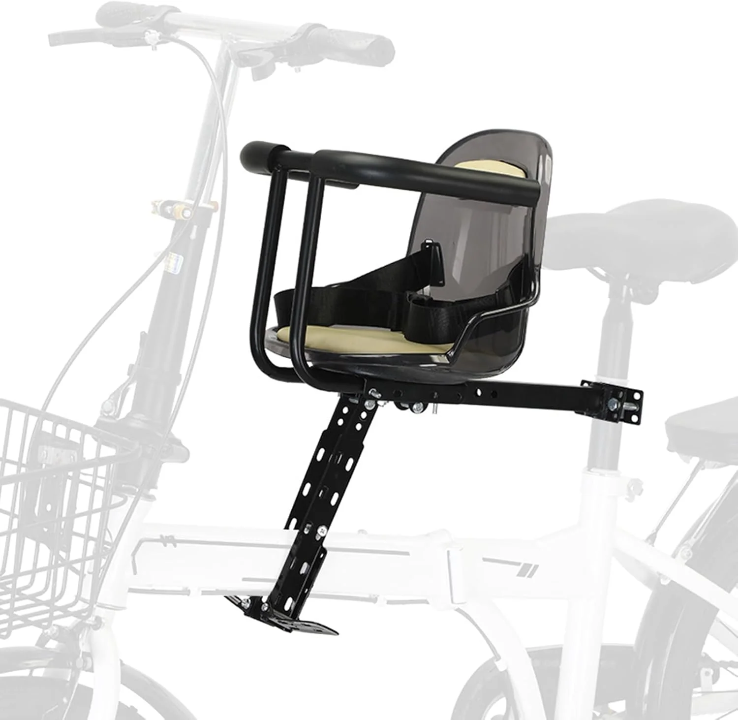 صندلی دوچرخه کودک Eacam، صندلی دوچرخه کودک قابل حمل که در قسمت جلویی نصب می شود، صندلی ایمنی کودک دوچرخه کوهستانی با نرده محافظ و کمربند ایمنی مناسب برای اکثر دوچرخه ها