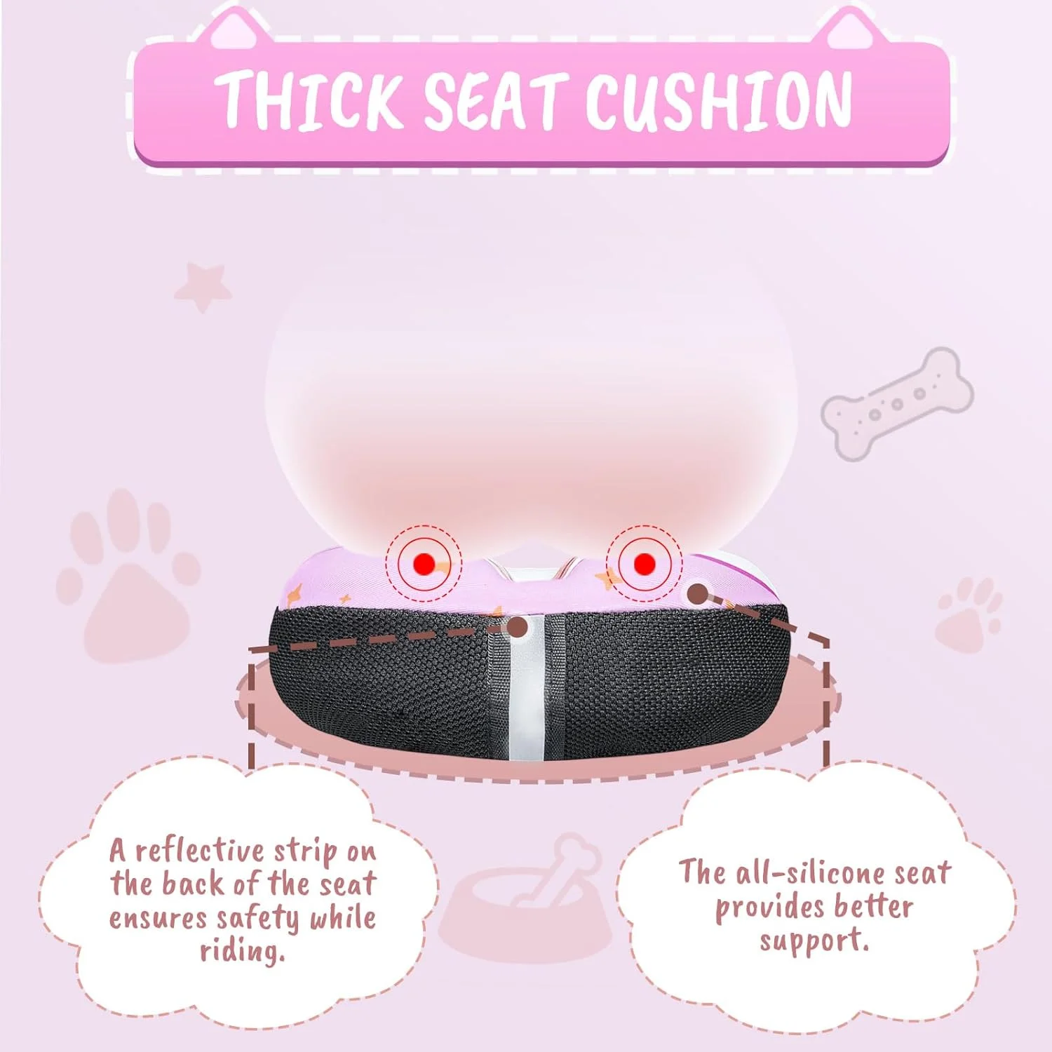 روکش زین دوچرخه بچه گانه، دارای پد ژله ای، روکش زین دوچرخه با قابلیت تنفس و بسیار نرم با فوم مموری ژله ای، 23x15 سانتی متر، طرح سگ و گربه بامزه