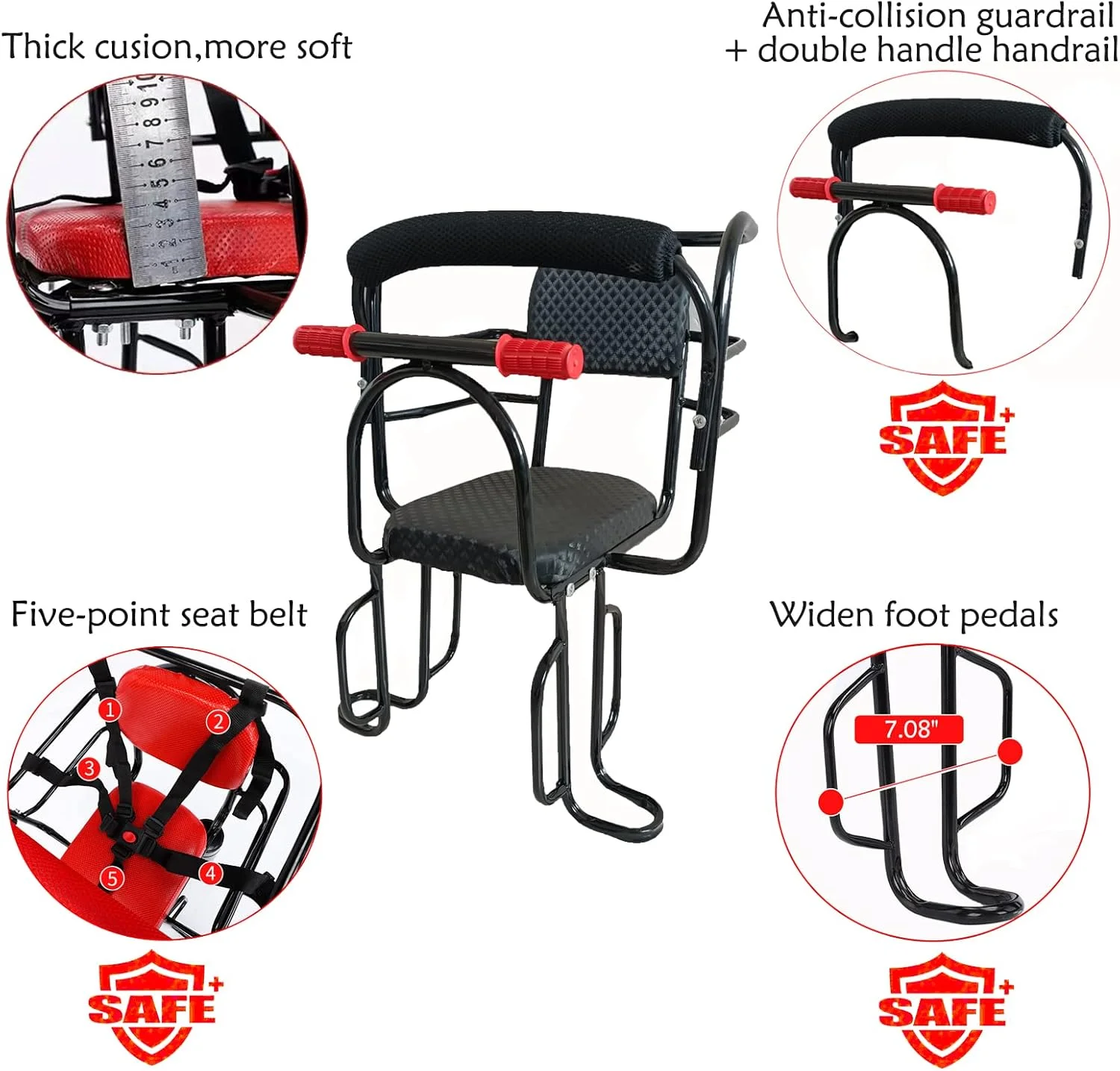 صندلی عقب دوچرخه کودک، صندلی دوچرخه کودک با نصب پشتی برای دوچرخه بزرگسالان، صندلی دوچرخه فضای باز برای کودکان نوپا و بچه ها (تا 50 کیلوگرم)