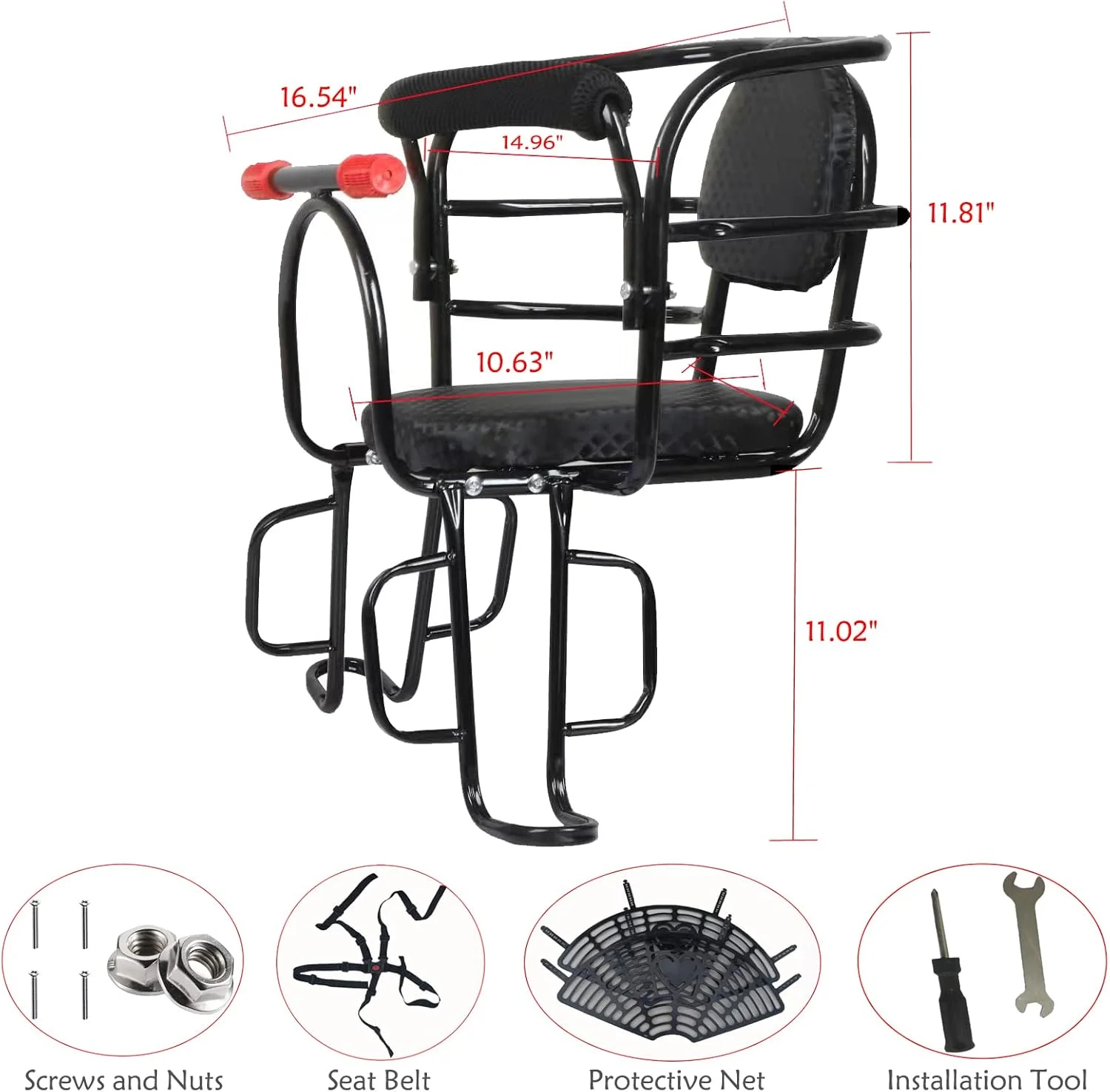 صندلی عقب دوچرخه کودک، صندلی دوچرخه کودک با نصب پشتی برای دوچرخه بزرگسالان، صندلی دوچرخه فضای باز برای کودکان نوپا و بچه ها (تا 50 کیلوگرم)