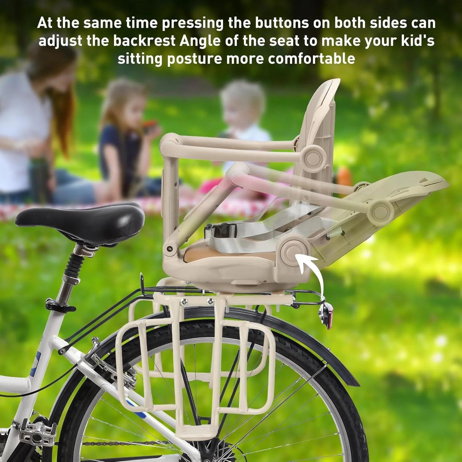 صندلی عقب دوچرخه کودک برای کودکان 2 تا 4 سال، وزن 25 کیلوگرم