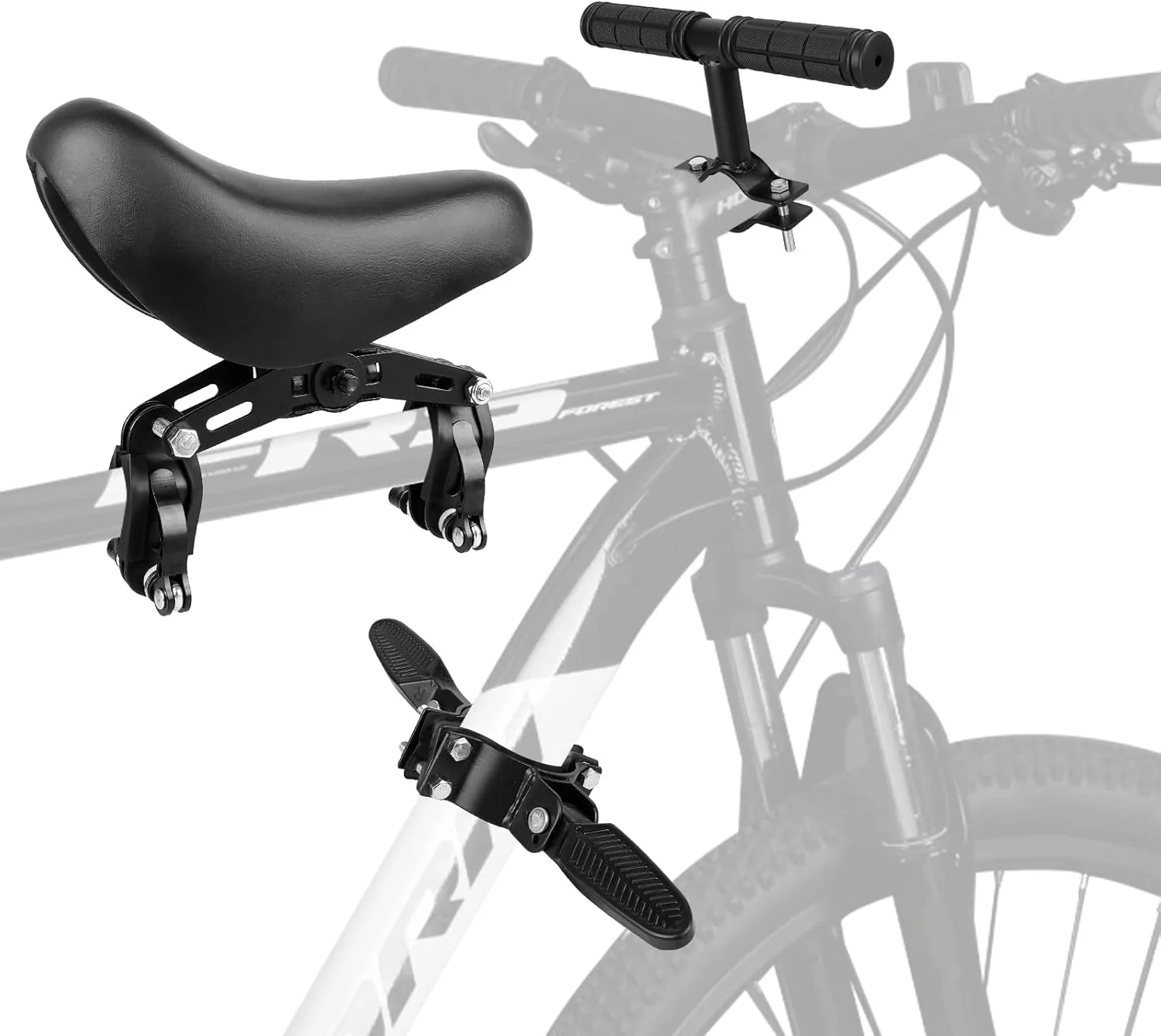 صندلی جلوی دوچرخه کودک، صندلی کودک دوچرخه کوهستان جلو با فرمان و پدال، صندلی کودک جلوی دوچرخه، میله جلوی صندلی کودک قابل جابجایی، صندلی قابل حمل دوچرخه کودک، دوچرخه