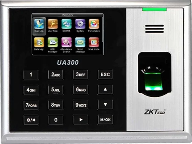 دستگاه حضور و غیاب اثر انگشتی ZKTeco UA300 با کارت و رمز عبور، صفحه نمایش 3 اینچی، کارت ID/Mifare، شناسه عکس، وب سرور، پیامک، تغییر وضعیت خودکار | UA300