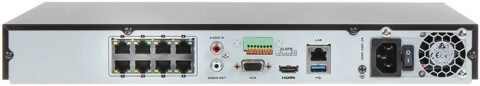دستگاه ضبط تحت شبکه هایک ویژن 8 کانال 1U با 8 پورت PoE 4K، رمزگشایی تا 8 کانال @1080p، پهنای باند ورودی تا 80 مگابیت بر ثانیه، تا 8 ورودی دوربین IP، 2 رابط SATA برای HDD، تشخیص حرکت 2.0، مشکی | DS-7608NI-K2/8P