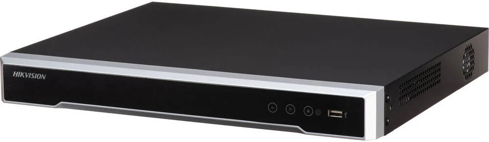 دستگاه ضبط تحت شبکه هایک ویژن 8 کانال 1U 8 PoE 8K، تا 8 ورودی دوربین IP و رمزگشایی 8 کانال @ 8 مگاپیکسل، پهنای باند 128 مگابیت بر ثانیه، H.265+، 2 SATA، اترنت RJ-45، HDMI / VGA، USB 2.0 / USB 3.0، مشکی | DS-7608NI-M2/8P