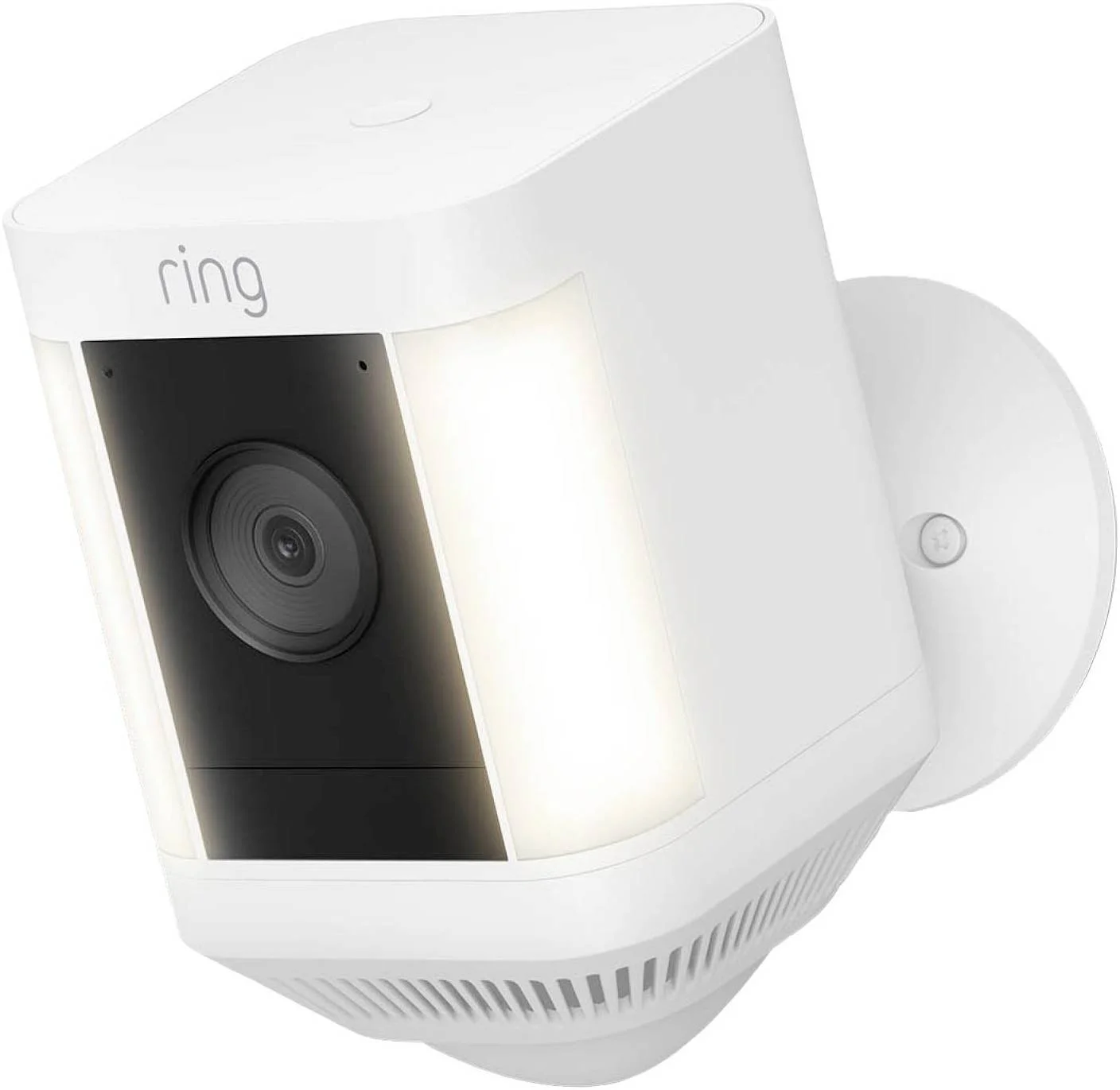 دوربین امنیتی بی‌سیم Ring Spotlight Cam Plus Battery از آمازون، دوربین امنیتی خارجی، ویدیوی 1080p HD، وای فای 2.4 گیگاهرتز، مکالمه دو طرفه، نورافکن های LED، آژیر، جایگزین سیستم مدار بسته، سفید | B09K1HQNQD