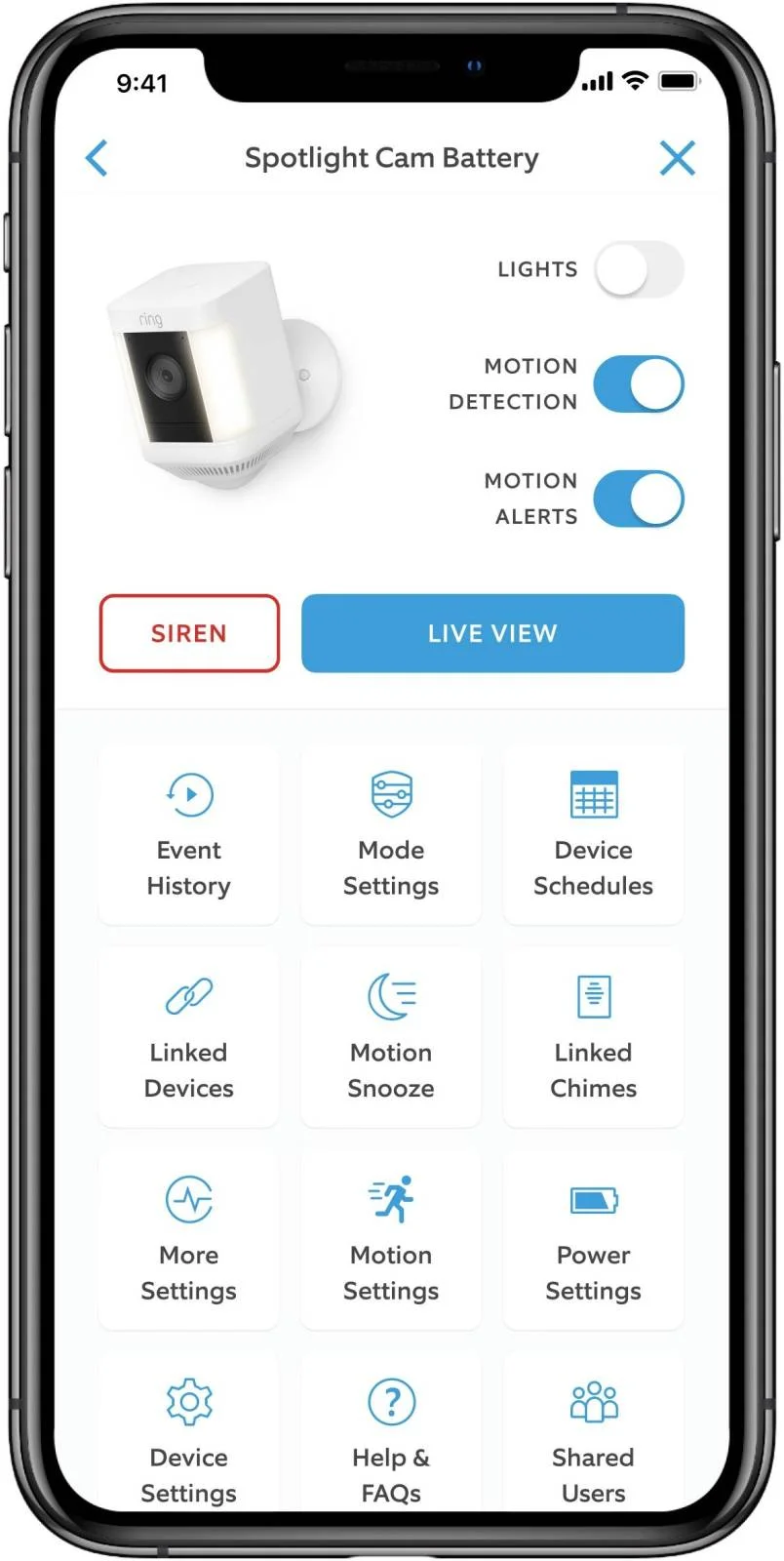 دوربین امنیتی بی‌سیم Ring Spotlight Cam Plus Battery از آمازون، دوربین امنیتی خارجی، ویدیوی 1080p HD، وای فای 2.4 گیگاهرتز، مکالمه دو طرفه، نورافکن های LED، آژیر، جایگزین سیستم مدار بسته، سفید | B09K1HQNQD