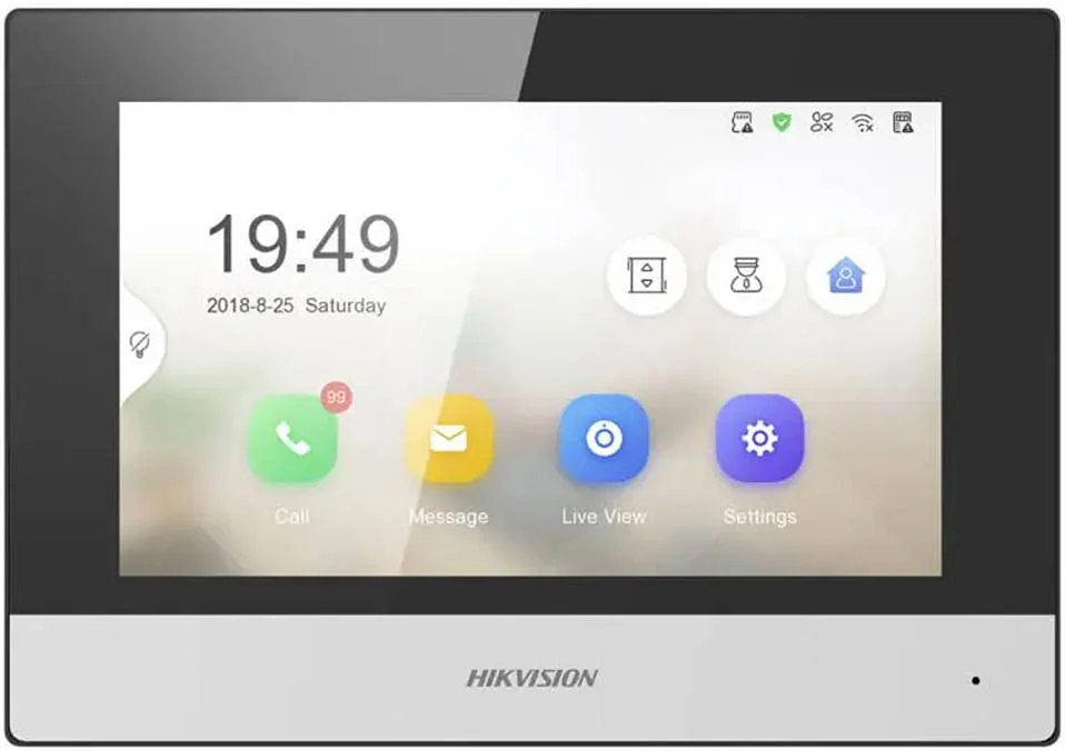 ایستگاه داخلی اینترکام ویدیویی هایک ویژن مدل DS-KH6320-WTE1، صفحه نمایش لمسی 7 اینچی TFT، رزولوشن 1024x600، میکروفون Omnidirectional، Wi-Fi و RJ-45 10/100 Mbps اترنت | DS-KH6320-WTE1