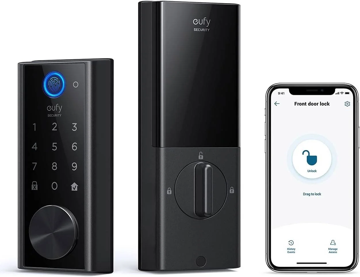 قفل هوشمند لمسی و وای فای S230 security eufy، اسکنر اثر انگشت، قفل درب بدون کلید، قفل هوشمند وای فای، قفل الکترونیکی بلوتوثی، صفحه کلید لمسی، محافظت با استاندارد IP65 | T8520111