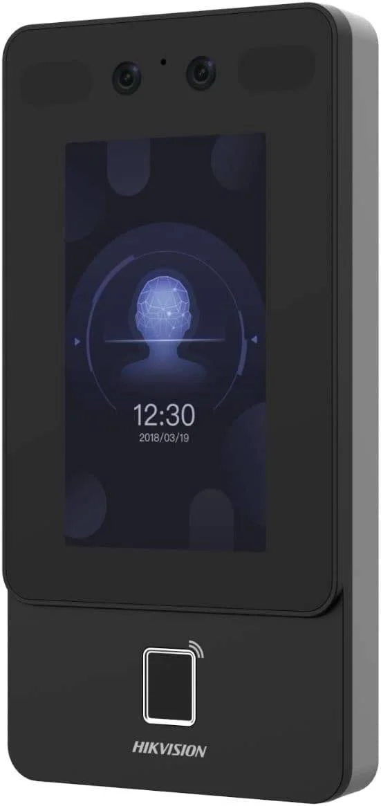ترمینال تشخیص چهره هایک ویژن مدل Ds-K1T342Mfwx با صفحه لمسی 4.3 اینچی LCD، قابلیت تشخیص چهره، اثر انگشت و کارت، دارای Wi-Fi، پشتیبانی از ISAPI، ISUP5.0، حداکثر ظرفیت 1500 چهره، IP65، مشکی | DS-K1T342MFWX