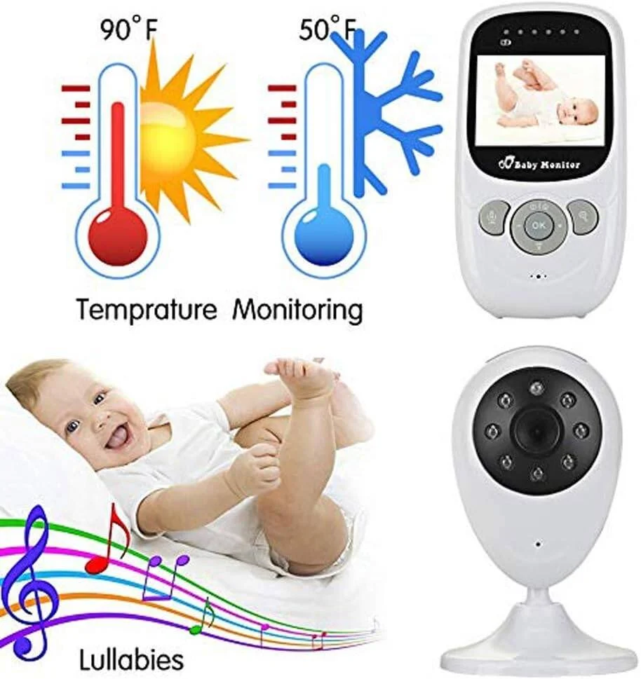 مانیتور کودک، صفحه نمایش ال سی دی 3.4 اینچی دیجیتال بی سیم با رمزگذاری ضد هک، دوربین فیلمبرداری دید در شب، حسگر دما، ارتباط دو طرفه، برد بلند، لالایی برای کودکان، حیوانات خانگی، باغ