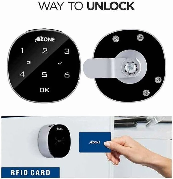 قفل رمزی ازن، رمز اصلی، ضد سرقت، ایمن خودکار، نشانگر باتری کم، پورت میکرو USB، حالت عمومی، مشکی | OZFL-401-PW