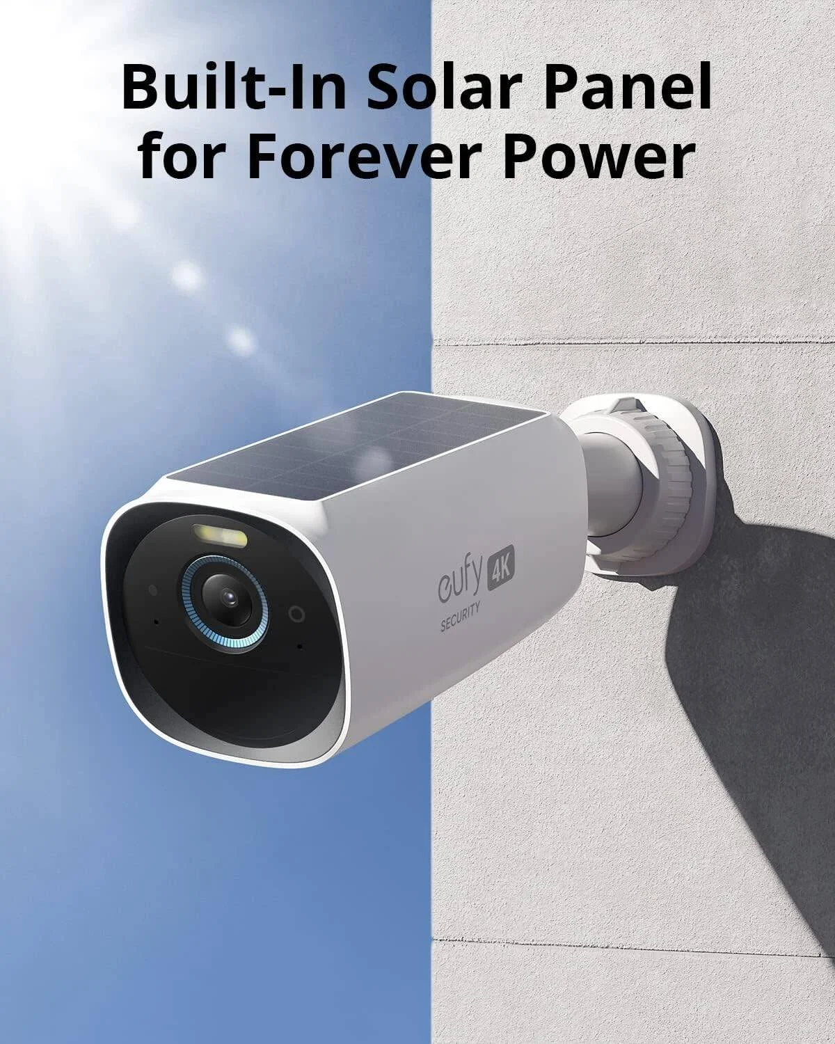 کیت دوربین دوگانه امنیتی Eufy eufyCam 3، دوربین امنیتی بی‌سیم بیرونی، دوربین 4K با پنل خورشیدی یکپارچه، ماندگاری همیشگی، هوش مصنوعی تشخیص چهره، فضای ذخیره‌سازی محلی قابل ارتقا تا 16 ترابایت | T88713W1