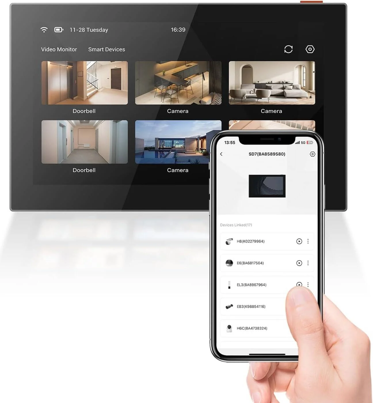 صفحه نمایش هوشمند لمسی 7 اینچی IPS ایزویک مدل SD7، یکپارچه سازی هوشمند با دستگاه های سازگار ایزویک، کنترل از راه دور از طریق برنامه ایزویک، مکالمه دو طرفه، شارژ Type-C، نصب آسان، خاکستری | CS-SD7