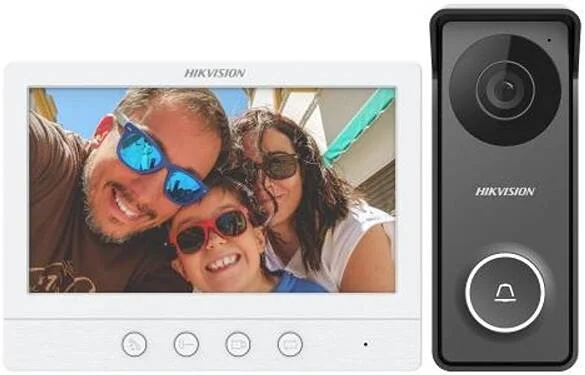 سیستم اینترکام 4 سیمه HD هایک ویژن، صفحه نمایش 7 اینچی LCD TFT، میکروفون و بلندگوی داخلی همه جهته، پشتیبانی از 1280 x 720 @ 60fps، مشکی / سفید | DS-KIS213