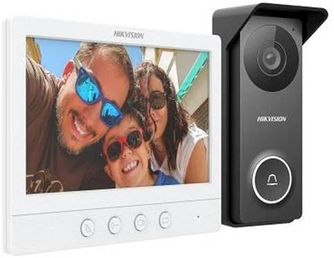 سیستم اینترکام 4 سیمه HD هایک ویژن، صفحه نمایش 7 اینچی LCD TFT، میکروفون و بلندگوی داخلی همه جهته، پشتیبانی از 1280 x 720 @ 60fps، مشکی / سفید | DS-KIS213