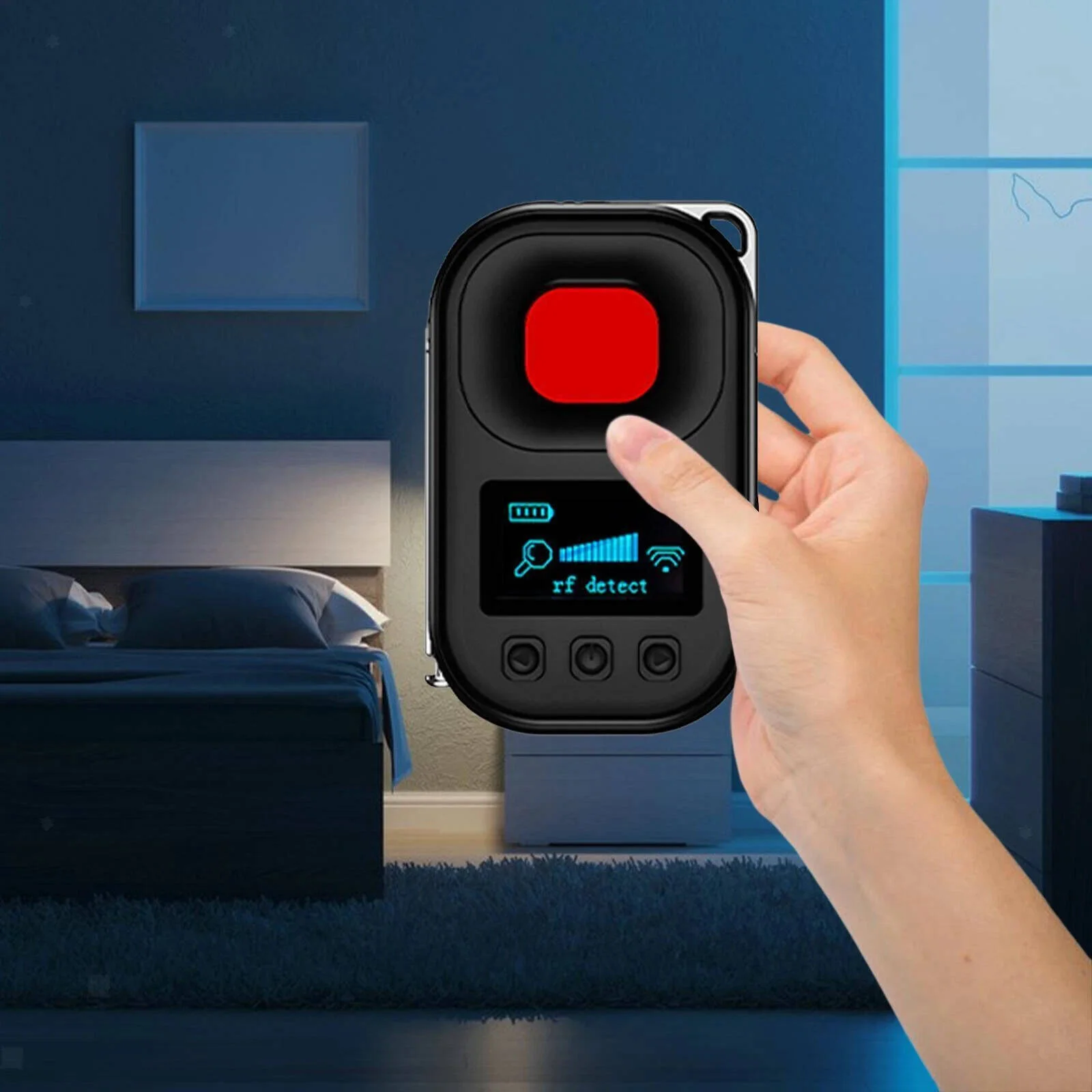 ردیاب دوربین ضد استراق سمع چند منظوره، ردیابی GPS و استراق سمع و زنگ هشدار لرزش، مادون قرمز، موج الکترومغناطیسی، تشخیص مغناطیسی، کنترل از راه دور، حساسیت قابل تنظیم، مشکی