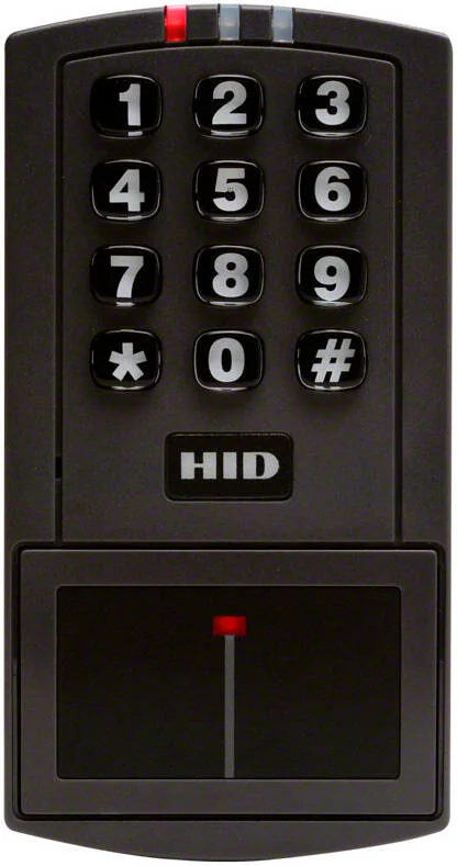دستگاه کارتخوان مجاورتی مستقل HID Proximity EntryProx 125 kHz، صفحه کلید 12 دکمه ای سازگار با ADA، قابلیت قفل شدن "PIN نامعتبر"، پشتیبانی از 2000 کارت یا جاسوئیچی HID، مشکی | EntryProx