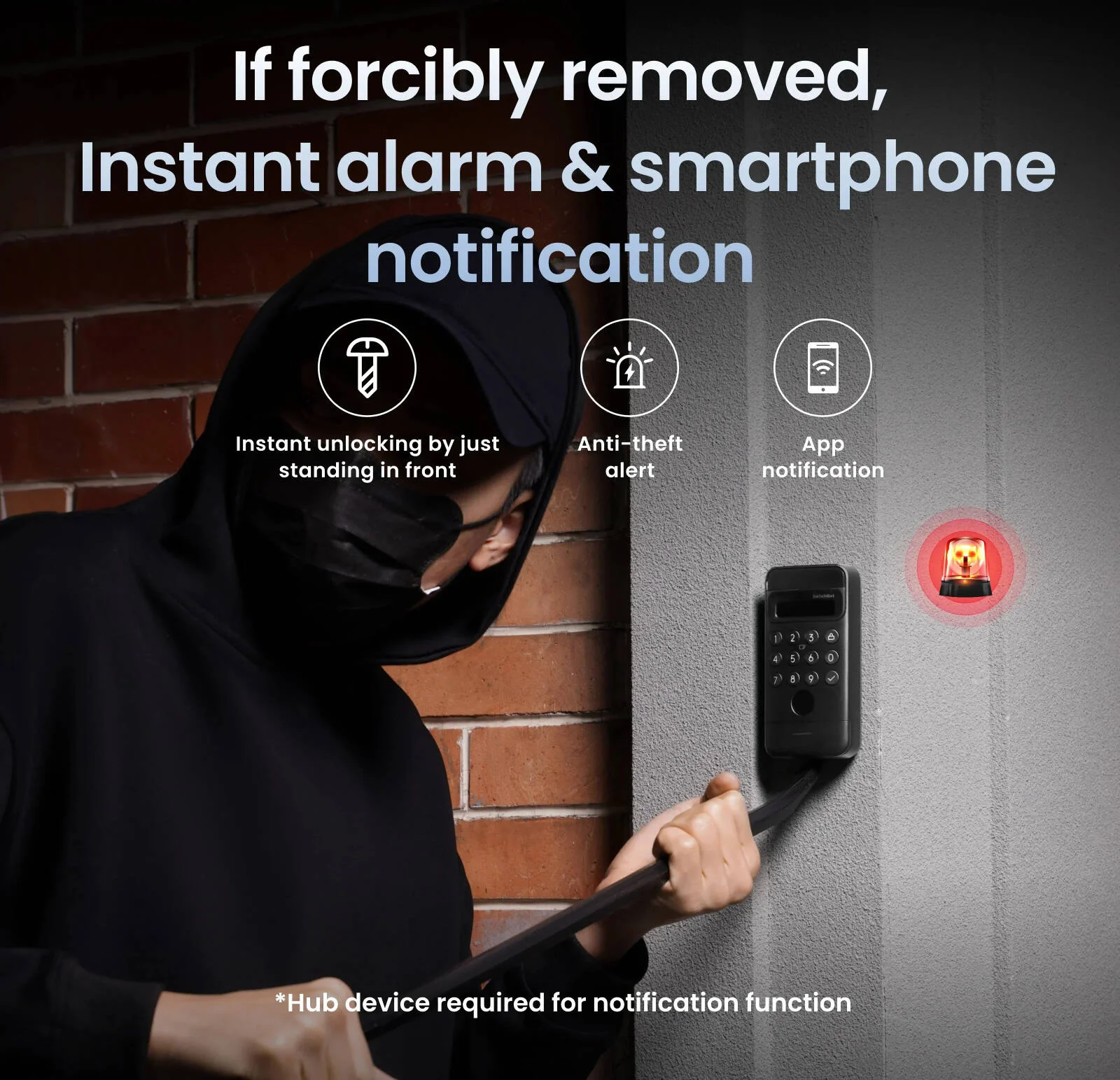 صفحه کلید هوشمند SwitchBot با قابلیت شناسایی اثر انگشت، NFC، رمز عبور و کنترل از طریق اپلیکیشن، تشخیص چهره سه بعدی، 9 روش برای باز کردن قفل، ضد آب و مناسب فضای باز، مشکی | W7300500