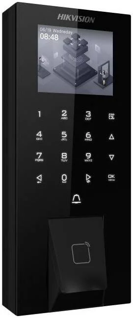 ترمینال اثر انگشت ارزش Hikvision، صفحه نمایش 2.4 اینچی LCD با رزولوشن 320 x 240، ظرفیت 5000 اثر انگشت، ظرفیت 5000 کارت، نوع کارت M1، ماژول اثر انگشت نوری، مشکی | DS-K1T807MBFWX-E1