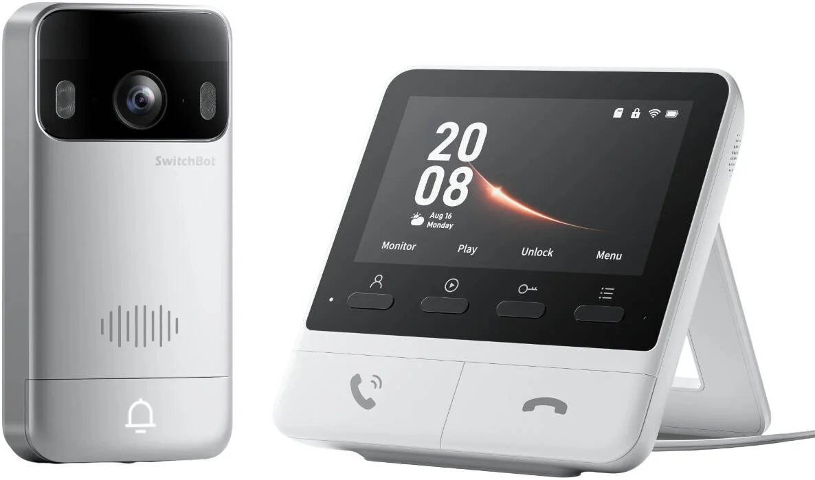 درب بازکن تصویری هوشمند بی‌سیم SwitchBot، ویدیوی 2K Full HD، مکالمه دو طرفه، دید در شب رنگی، ضد آب IP65، عمر باتری فوق‌العاده طولانی 5000 میلی‌آمپر ساعت، تشخیص حرکت، نمای فوق‌عریض، خاکستری | W6702001