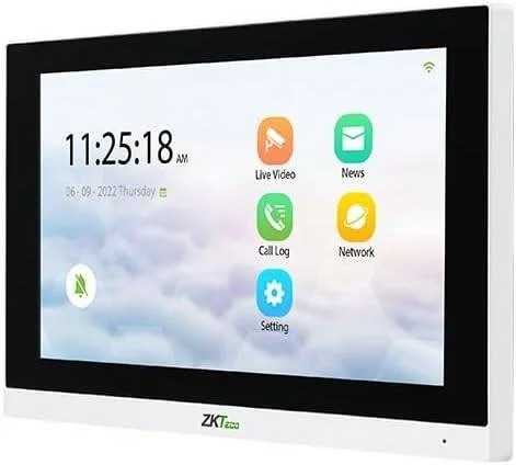 مانیتور داخلی هوشمند ZKTeco VT07-B01 با صفحه لمسی 7 اینچی LCD، پورت RJ45 و پشتیبانی از کارت حافظه میکرو TF تا 128 گیگابایت