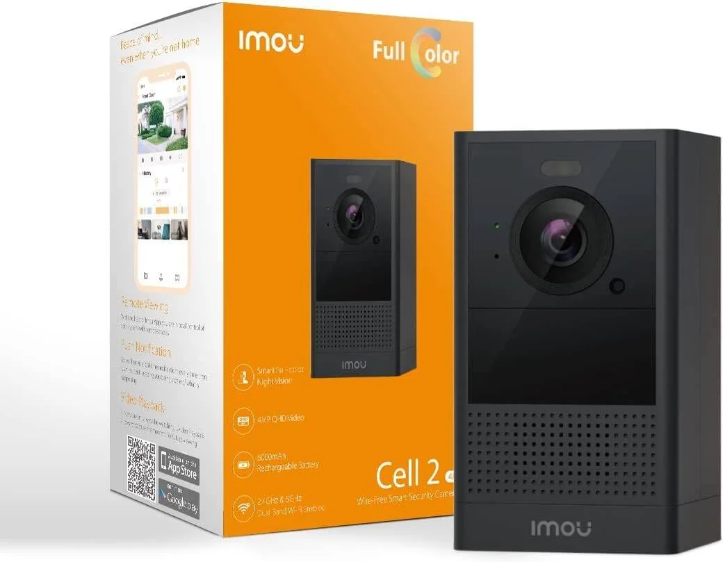 دوربین باتری دار بیرونی ایمو Cell 2 4MP، کیفیت Super HD 2K با دید در شب رنگی، باتری 6 ماهه (بدون هاب)، تشخیص انسان PIR، صدای دو طرفه، ضبط از قبل، H.265، مشکی، (IPC-B46LP)